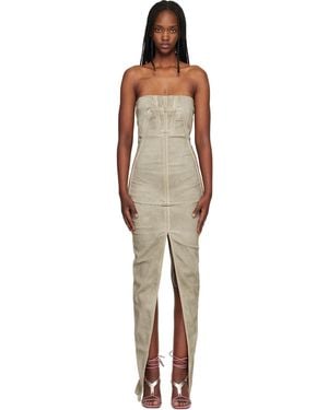 Rick Owens Taupe Temple Sliced Bustier Denim Maxi Dress - Black