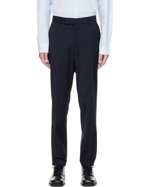 BOSS Slim-Fit Micro-Patterned Stretch Wool Trousers - Blue