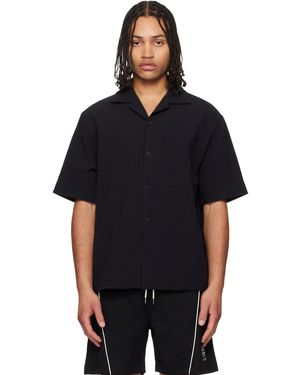 HUGO Oversized-Fit Stretch Cotton Seersucker Shirt - Black