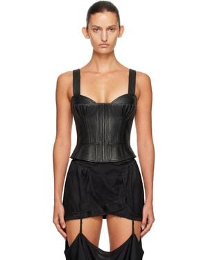 KNWLS Victoria Corset Leather Top - Black