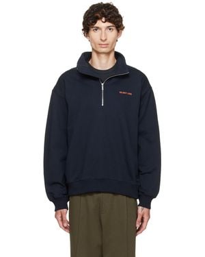 Helmut Lang Logo Quarter Zip Sweatshirt - Blue