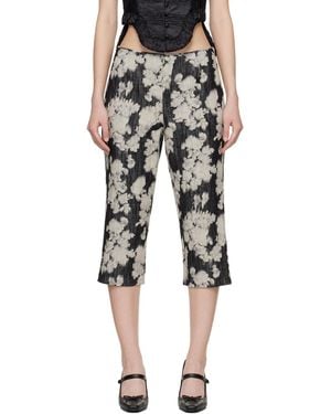 Anna Sui Off- Rose Capri Trousers - Black