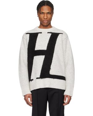 Helmut Lang グレー ブラッシュド ロゴ セーター - ブラック