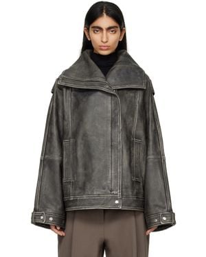 REMAIN Birger Christensen Black Oversized Leather Jacket