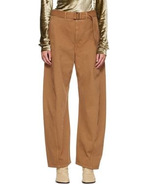 Lemaire Tan Twisted Belted Jeans - Brown