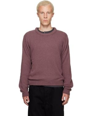 Lemaire Crew-Neck Alpaca Wool Blend Sweater - Purple