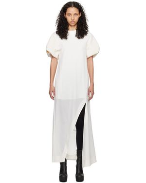 Sacai オフホワイト スリット マキシワンピース - ブラック
