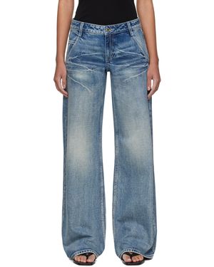 Fax Copy Express '888' Low-Rise Loose Jeans - Blue