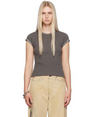 Acne Studios グレー ガーメントダイ Tシャツ - ブラック