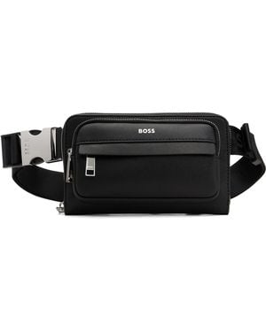 BOSS Sac-Ceinture À Bandoulière Noir À Logo Imprimé À Effet Métallisé