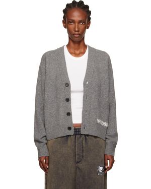 we11done Cardigan Gris En Tricot À Poches Et À Logo