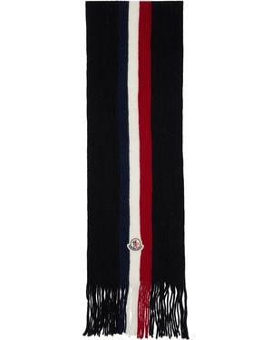 Moncler Tricolour Wool Scarf - Black
