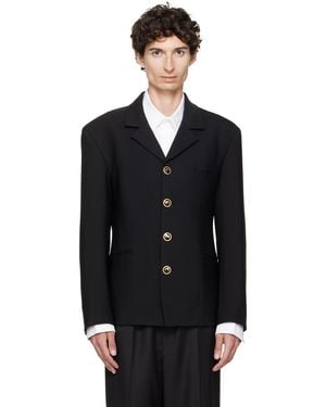 Marine Serre Tailored Wool Serge Blazer - Black