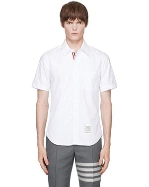 Thom Browne Oxford Grosgrain Placket Short Sleeve Shirt - White