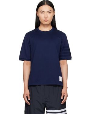 Thom Browne T-Shirt Bleu Marine En Jersey À Quatre Rayures