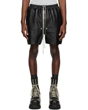 Rick Owens Temple Bela Boxers Leather Shorts - Black