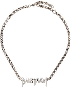 Balenciaga Gunmetal Typo Metal Necklace - Metallic