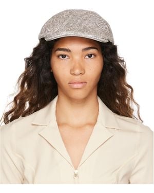 Kara Crystal Mesh Flat Cap - Natural