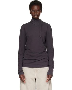Lemaire Long-Sleeve Scarf T-Shirt - Blue