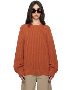 Meta Campania Collective Michel Exaggerated Rib Cotton Crew Neck Jumper - Orange