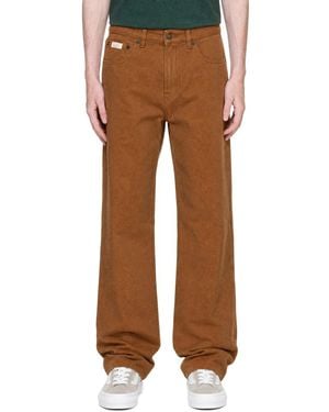 Noah Brushed Denim Pleated Jeans - Brown