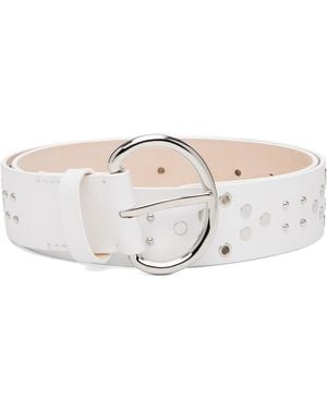 Marni Metal Studs Leather Belt - Natural
