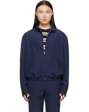 Marni Blouson Bleu Marine À Logo Brodé