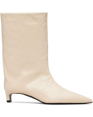 Jil Sander Off- Crinkled Calfskin Boots - Natural