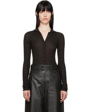 Frankie Shop ブラウン Solana ニットポロ ボディスーツ - ブラック