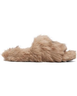 Balenciaga Furry Slides - Brown