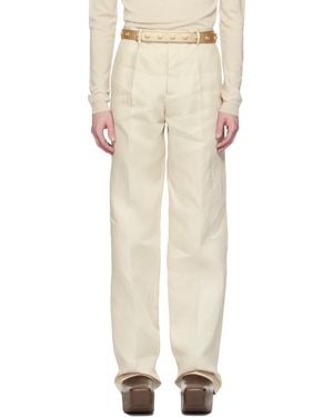 Rick Owens Off- Hollywood Tailored Dietrich Pants - Natural