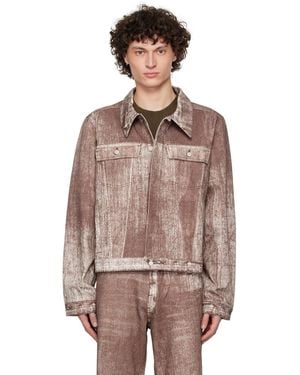 CAMPERLAB Burgundy Paint Print Denim Jacket - Brown