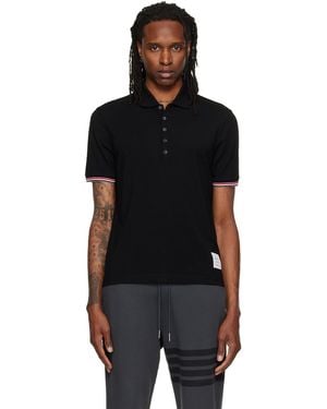 Thom Browne Short Sleeve Rib Cuff Polo - Black
