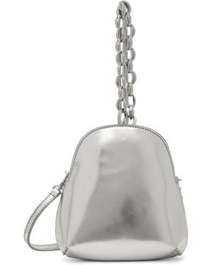 BY FAR Koko Champagne Metallic Leather Bag - Gray