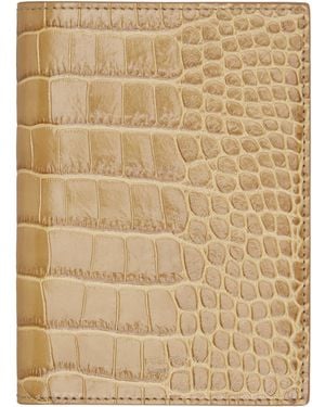 Tom Ford Tan Shiny Croc 'T Line' Passport Holder - Natural