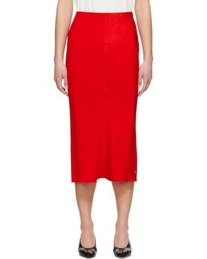 Ami Paris Straight Midi Skirt - Red