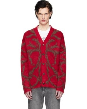 Versace Acanthus Leaves Mohair-Blend Cardigan - Red