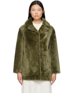 Meteo by Yves Salomon Notched Lapel Coat - Green