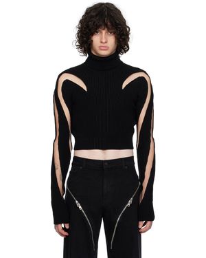 Mugler Black Cropped Turtleneck