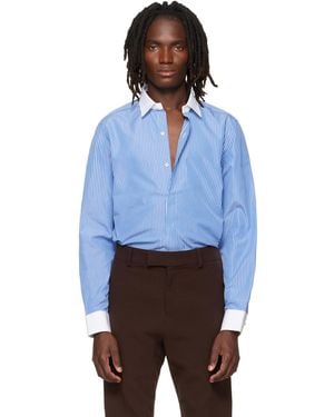 Tom Ford Poplin Stripe Classic Fit Shirt - Blue