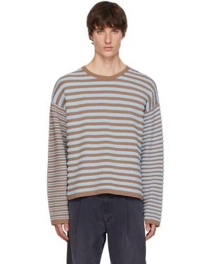KAMIYA Horizontal Multi Stripe Knit Sweater - Grey