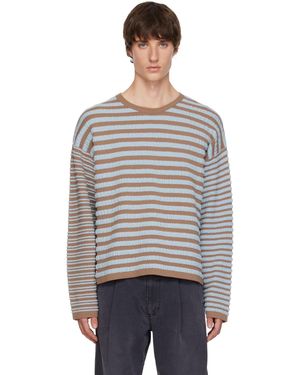 KAMIYA Pull Brun Et Bleu En Tricot À Rayures - Gris