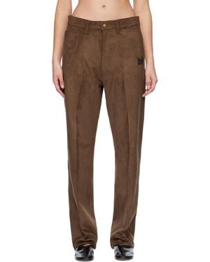 Needles Straight Faux-Suede Trousers - Brown