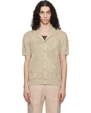 BOSS Knit Cotton Jacquard Shirt - Natural