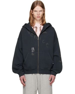 Palm Angels 'Surfer Dream' Zipped Loose Hoodie - Black
