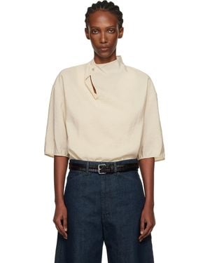 Lemaire Off- Soft Collar Dry Silk Top - Blue