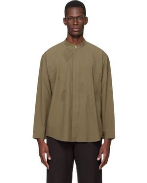 Homme Plissé Issey Miyake Khaki Embroidery Press Shirt - Multicolour