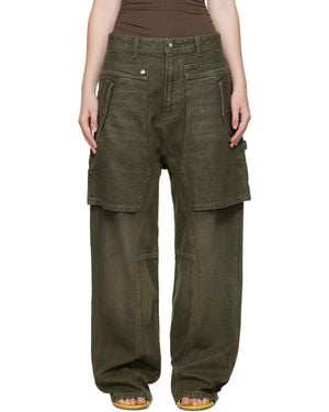 ANDERSSON BELL Raptor Layered Wide-Leg Jeans - Green