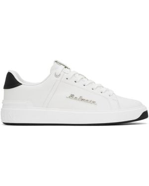 Balmain ホワイト カーフスキン B-court スニーカー