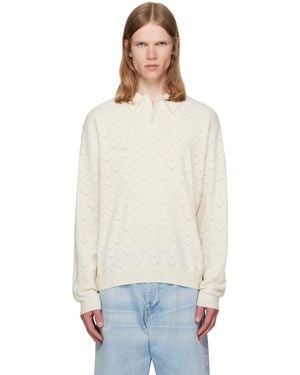 vowels Polo Blanc Cassé En Broderie Anglaise